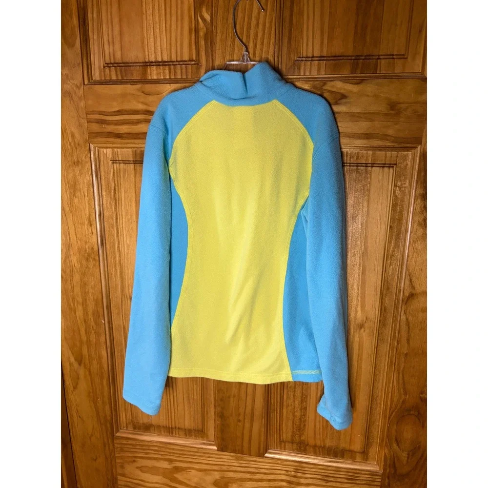 The North Face Girls Blue Yellow TKA 100 Fleece 1/4 Zip Pullover Size S 7/8